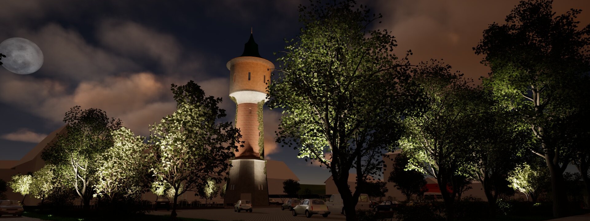 Wizualizacja wieży nocą