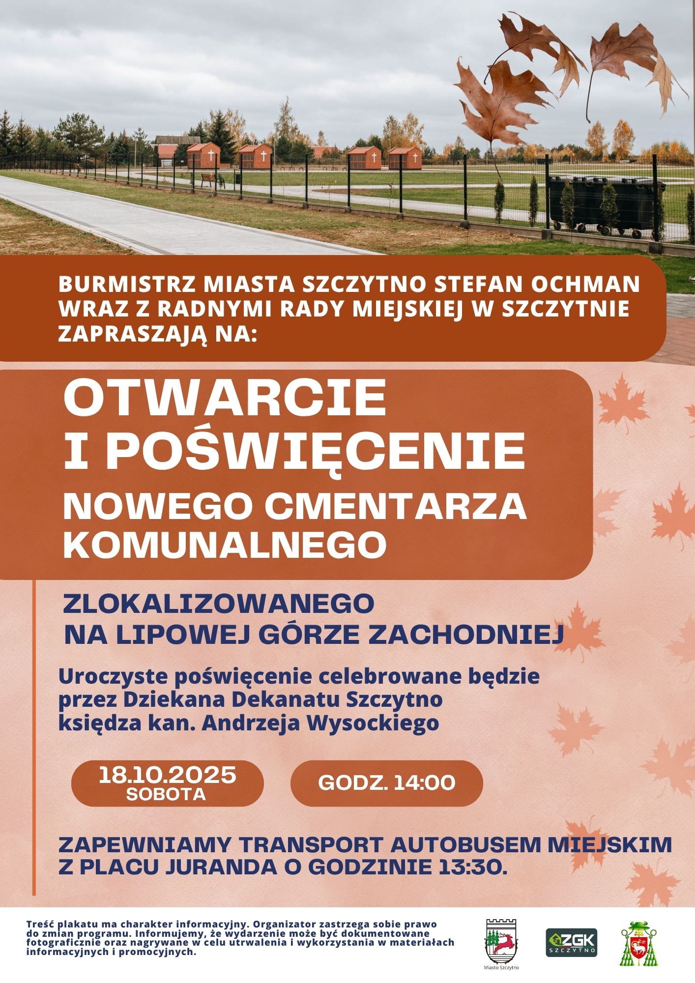 plakat cmentarz jesienne liście
