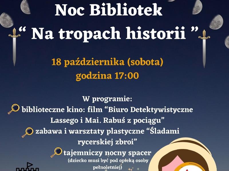 Plakat dotyczący wydarzenia Noc Bibliotek