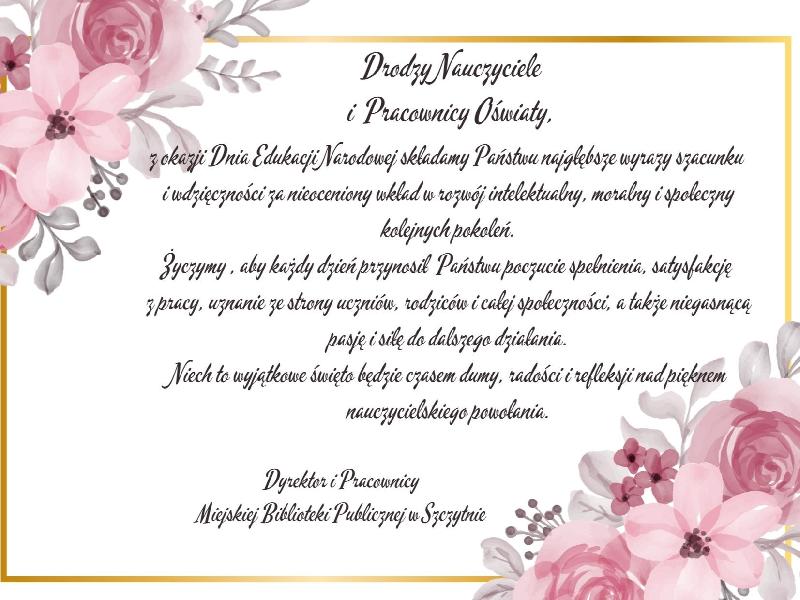 Życzenia z okazji Dnia Edukacji Narodowej