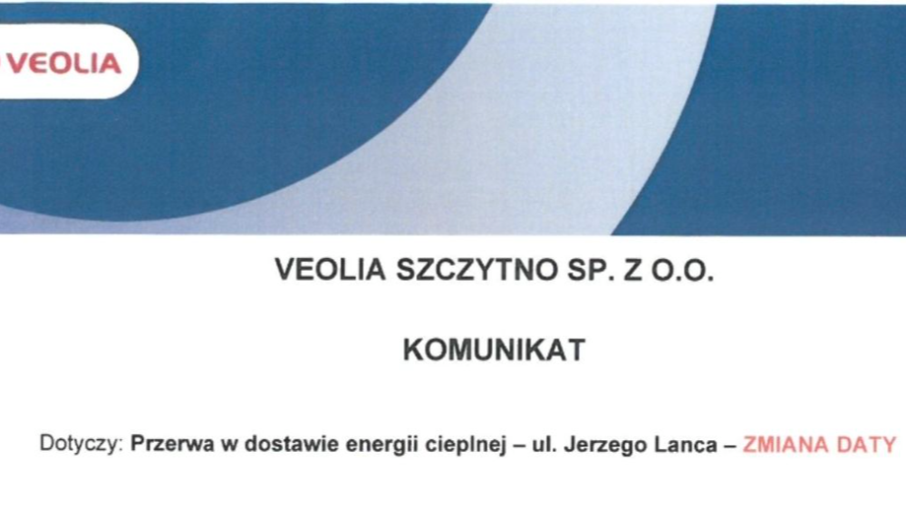 Komunikat - o przerwie w dostawie energii cieplnej w dniu 28.10.2025 r. w godzinach 8:00 - 18:00