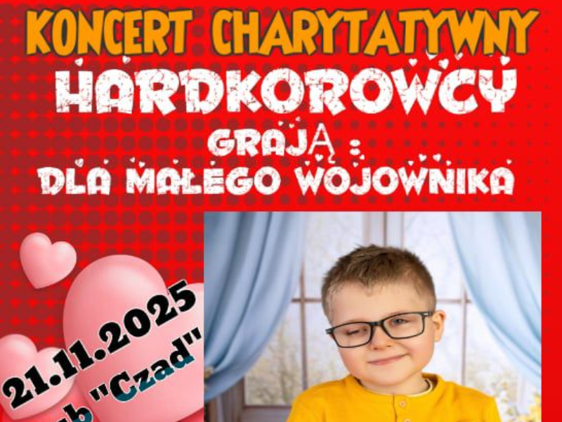 Plakat informujący o koncercie charytatywnym dla małego Bartusia