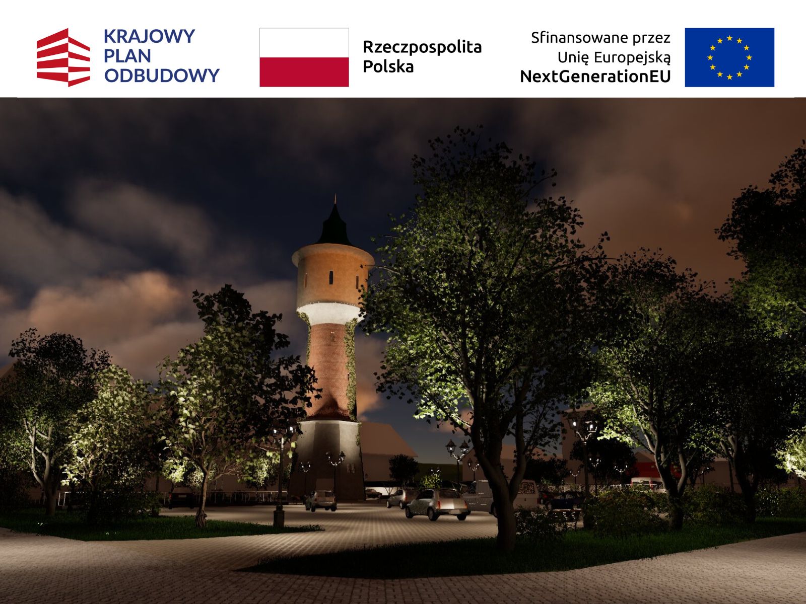 Wizualizacja wieży nocą