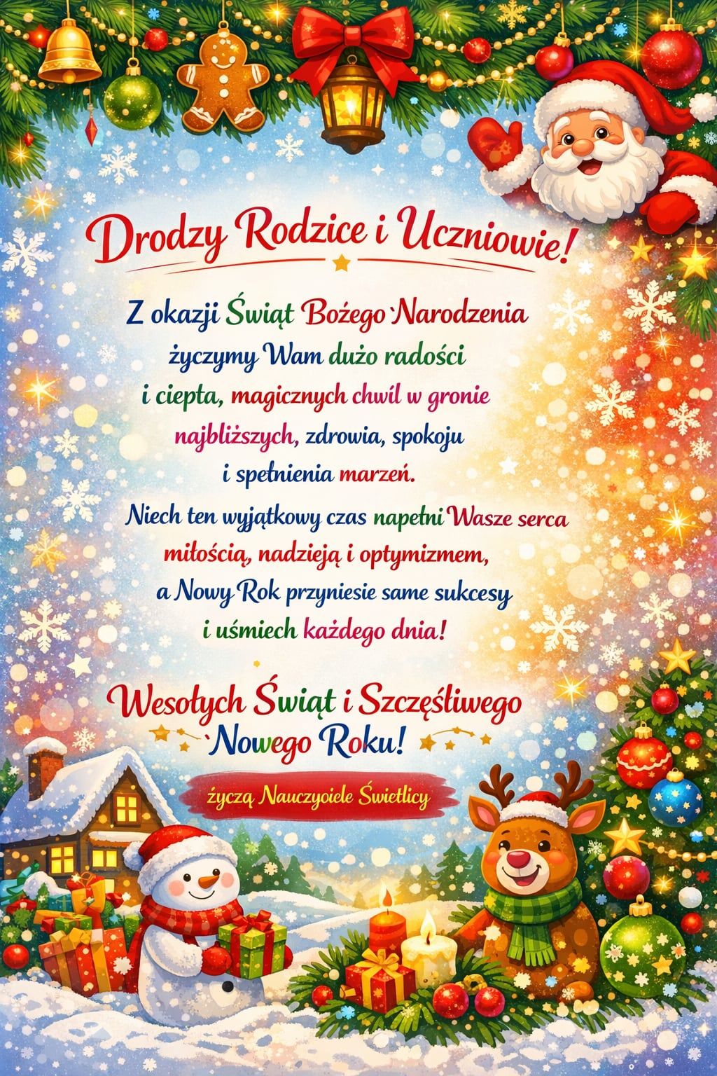 Życzenie świąteczne Świetlicy Szkolnej 