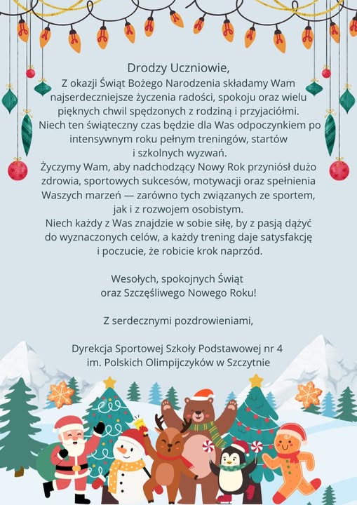 Wesołych Świąt i Szczęśliwego Nowego Roku – życzenia dla Uczniów