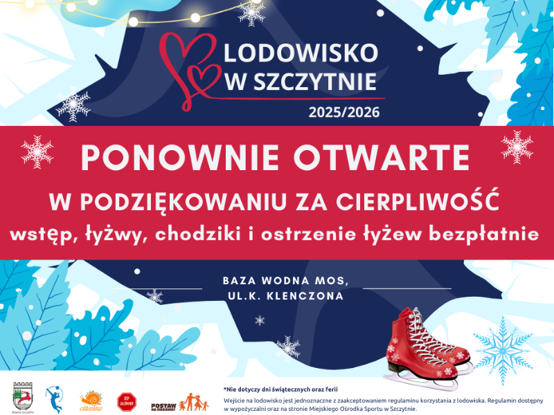 plakat ponownie otwarte lodowisko