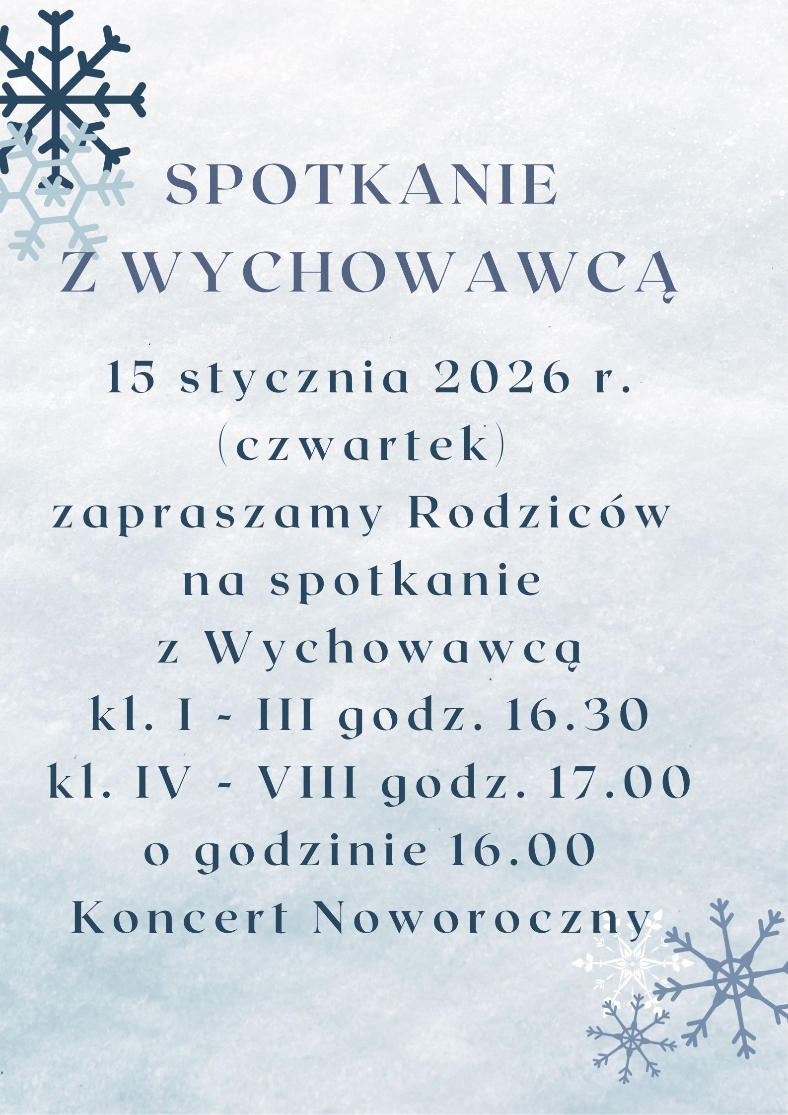 Spotkanie  z wychowawcą - 15.01.2026 r.