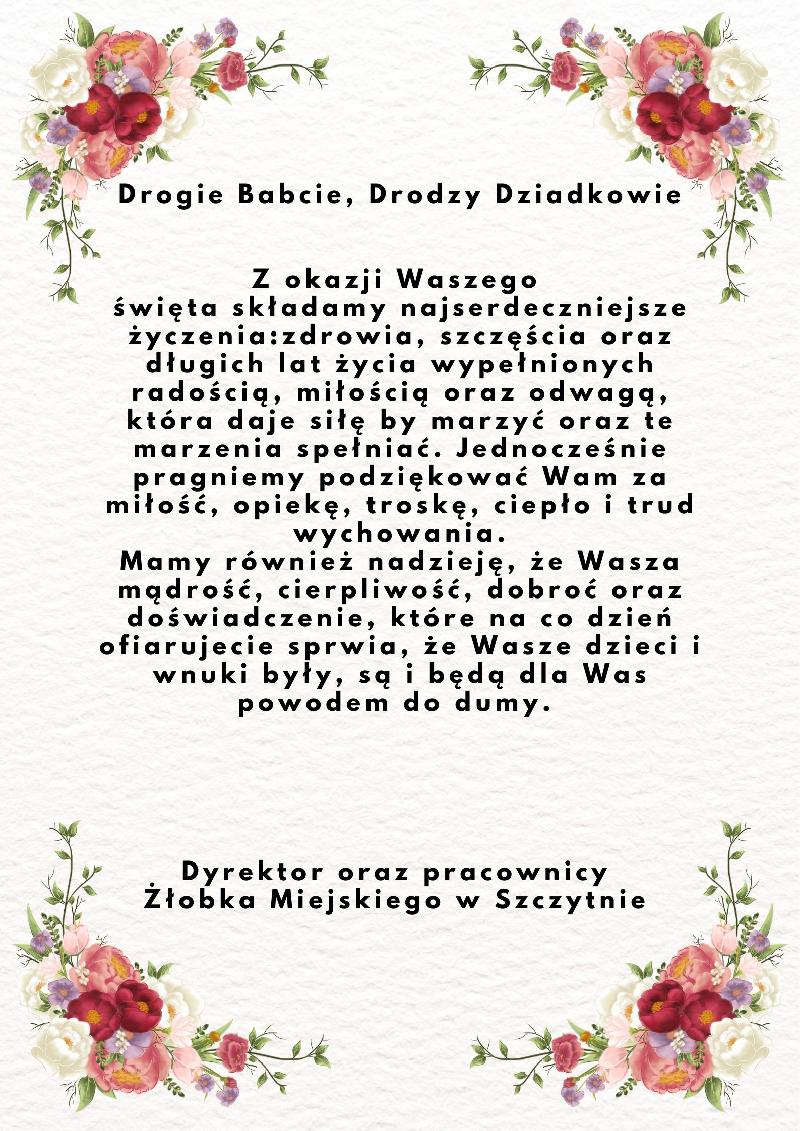 jasne tło, kwiaty, tekst życzeń