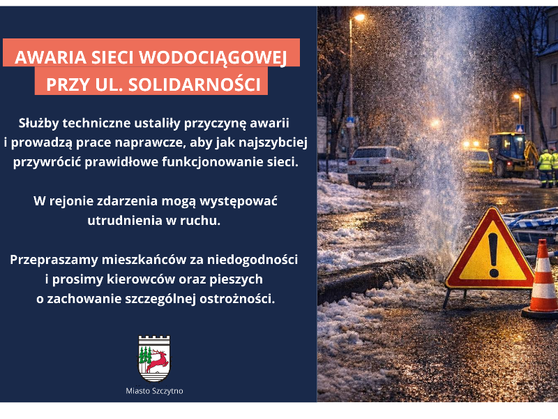 awaria sieci wodociągowej 