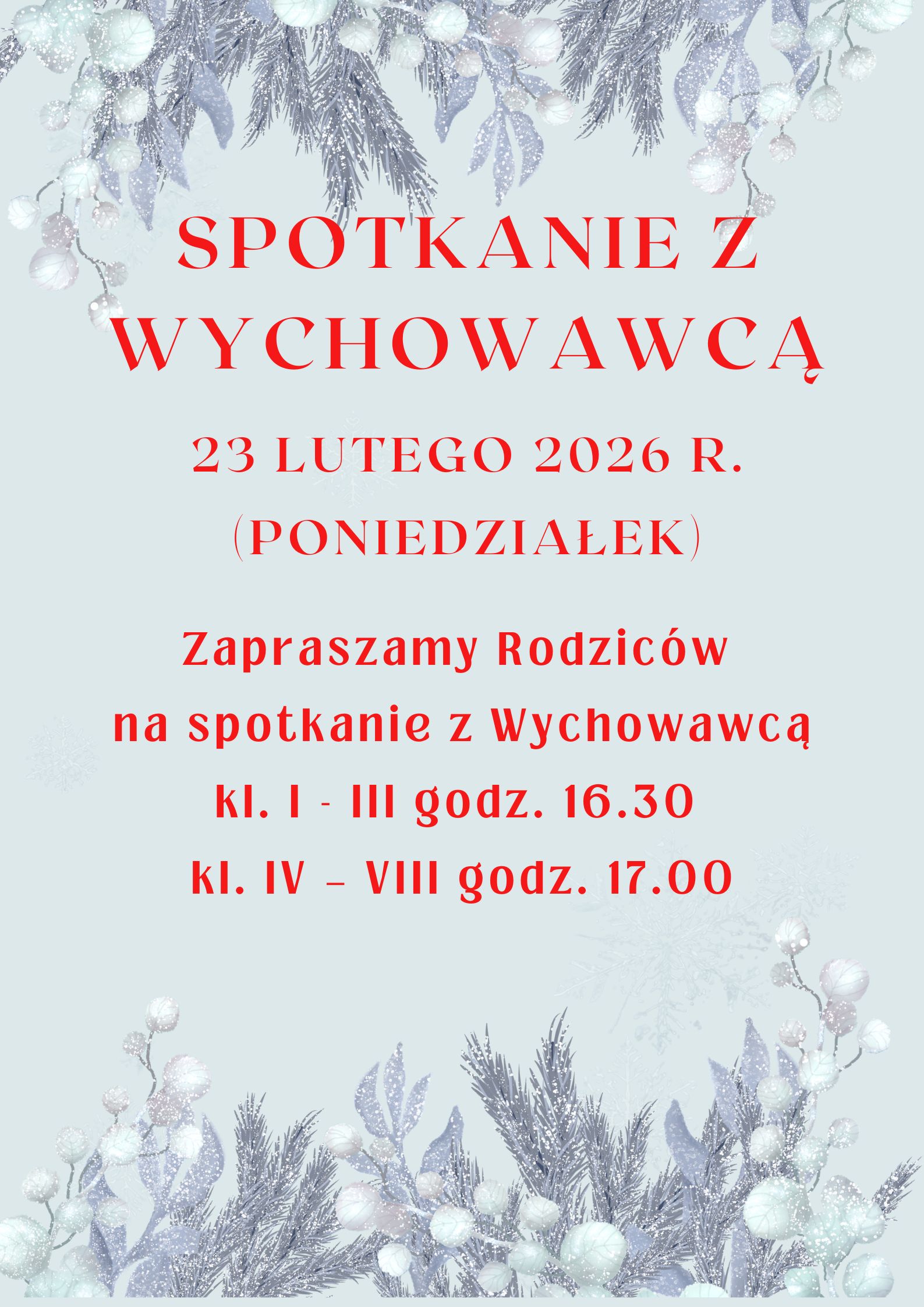 Spotkanie z wychowawcą - 23.02.2026 r.