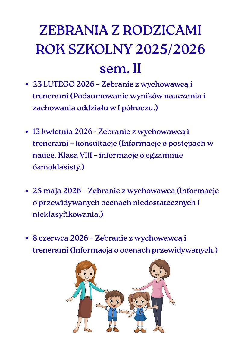 ZEBRANIA Z RODZICAMI ROK SZKOLNY 20252026 - sem. II