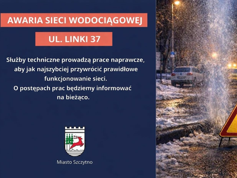 Awaria cieci wodociągowej  ul Linki