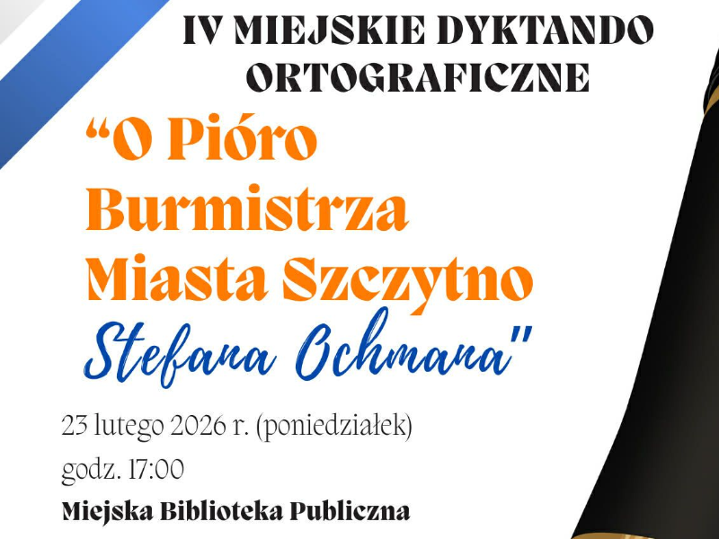 Plakat na IV Miejskie Dyktando Ortograficzne 