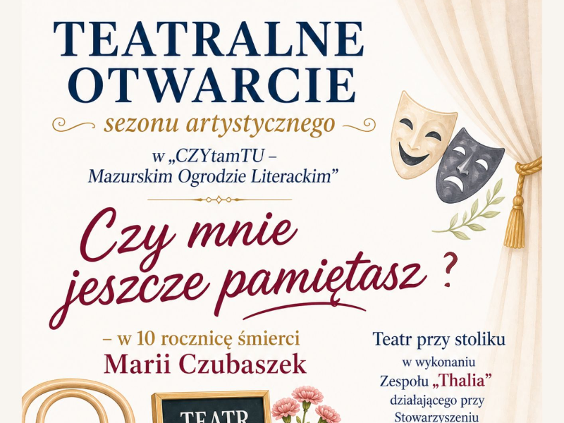 Plakat teatralne otwarcie ogródka literackiego 