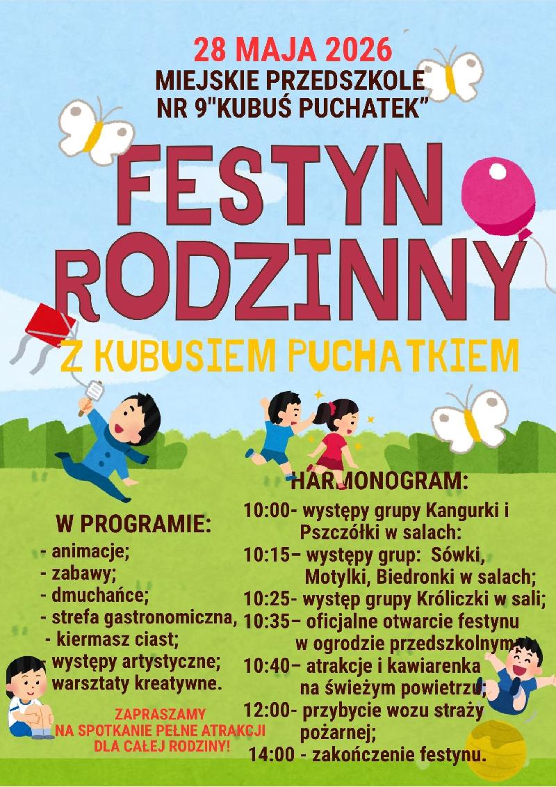 Plakat - Festyn Rodzinny z Kubusiem Puchatkiem