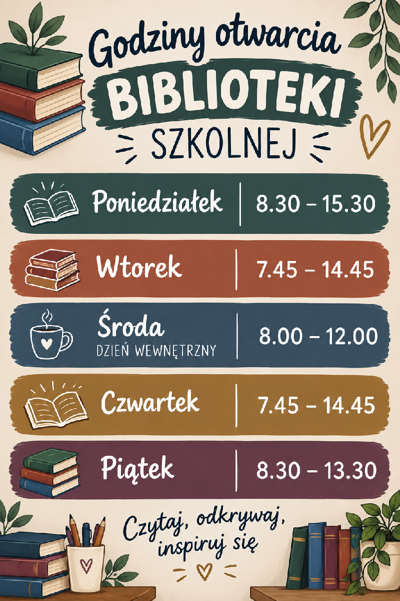 Godziny otwarcia BIBLIOTEKI