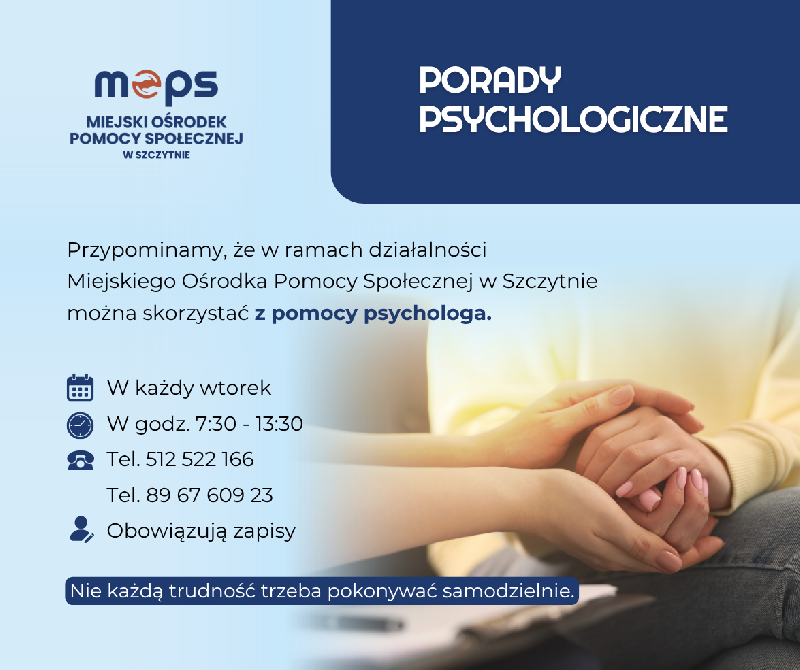 Porady psychologiczne w MOPS Szczytno