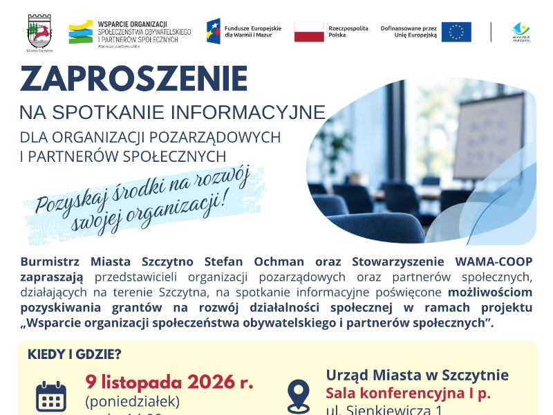SPOTKANIE INFORMACYJNE DLA ORGANIZACJI POZARZĄDOWYCH NGO